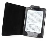 Die original GeckoCovers Kindle 4 Hülle mit Licht für den AMAZON Kindle 4 Kindle 2011 (für 15 cm/6 Zoll Display) Cover schwarz / black als Kindle-Zubehör - Im praktischen Buchstyle mit integrierter Led-Leselampe