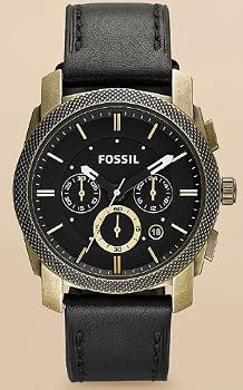 Fossil #FS4657 Men's Machine Brown Leather Band Chronograph Watch