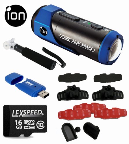 iON AIR PRO Full HD Sports Action Camcorder + iON Mount Pack + 16GB (10) Card + Card Reader + Mono Pod + Cleaning Cloth On Sale