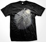 Three Howling Wolf Moon T-shirt, Awesome Realistic Wolf Design Mens Shirt, Small, Black