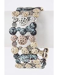 Jewelry: Hammered Linked Metal Disk Bracelet - Gold, Silver, Rose Gold, and Turquoise Disc Bracelet