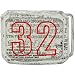 Red NUMBER 32 Plaque Belt Buckle