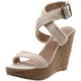 Steve Madden Women's Fantasik Open-Toe Espadrille,White Fabric,7.5 M US