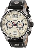 Ingersoll Men's Automatic Watch with Beige Dial Analogue Display and Black Leather Strap IN1816CH