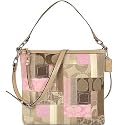Coach Signature Patchwork Convertible Shoulder Handbag 13723 Pink Khaki