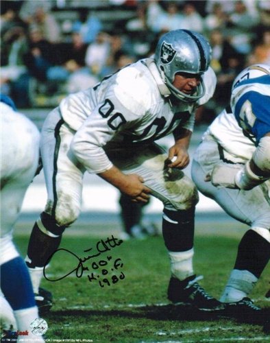Jim Otto Autographed/Hand Signed Oakland Raiders 8x10 Photo Inscribed ''HOF 1980''