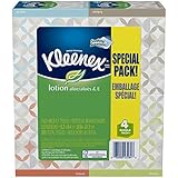 Kleenex Tissues with Lotion, White, Low Count Upright, 50 Count, 4-Pack