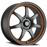 15x6.5 Konig Forward (Matte Grey w  Orange Stripe) Wheels Rims 4x100 (FO5610038B) by Konig