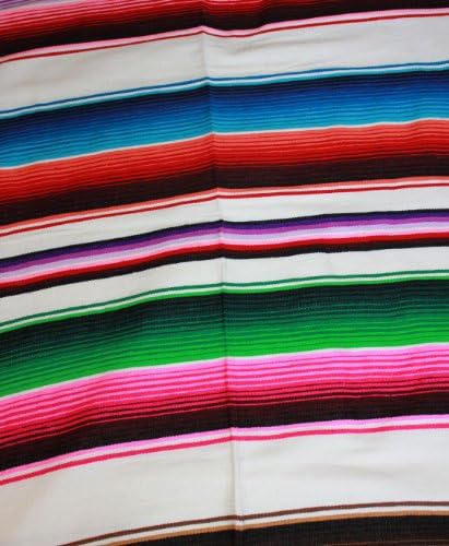 Del Mex (TM) X-large Mexican Serape Blanket Sarape White