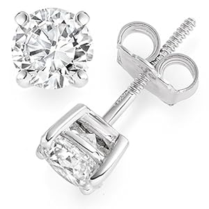 1.19 Carat E/VS1 Round Brilliant Certified Diamond Solitaire Stud Earrings in Platinum