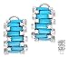 Turquoise CZ Diamond Silver Brick Design Clip Earrings