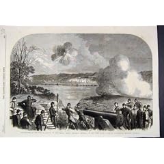 Batterie-James Rivers 1864 Kriegs-Amerikas Howlett Alter Druck