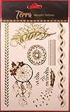 Premium Metallic Tattoos - 75+ Gold, Silver, Black Shimmer Designs. Temporary Fake Jewelry Tattoos By Terra Tattoos™ (Harmony Collection)