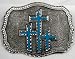 Three Crosses Turquoise Enamel Pewter Buckle