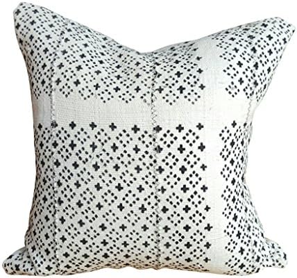 White and Black Tribal African Mud Cloth Pillow