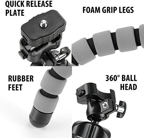 FlexGrip Flexible Leg Adjustable Tripod Stand with Quick-Release Head for Nikon 1 S2 , 1 J4 , 1 V3 , D3300 , D5300 , D7100 , D7000 , D610 , D800 and More Digital Cameras