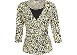 Petite Bay Studio Career Black & Yellow Circle Print Top