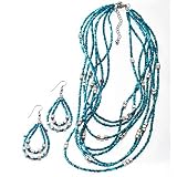Nue Options Turquoise Beaded Necklace Set TURQUOISE SILVERTONE
