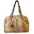 MICHAEL KORS ASTOR GROMMET LARGE SNAKE SKIN STYLE SATCHEL HANDBAG NATURAL