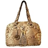 MICHAEL KORS ASTOR GROMMET LARGE SNAKE SKIN STYLE SATCHEL HANDBAG NATURAL