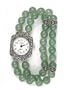 Argento Marcasite and Green Aventurine Beaded Sterling Silver Stretch Watch Bracelet Gift Boxed!