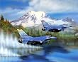 F-16s (Over Water) Art Poster Print - 16x20