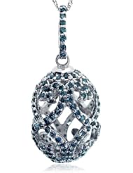 1.52 Carat Fancy Blue Diamond Faberge Egg Pendant 18 inches Singapore Necklace 10k White Gold