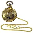 Pocket Watch - Eagle Spreading Wings on Gold-Tone Case Pocket Watch with 14" Clip on Chain