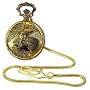 Pocket Watch - Eagle Spreading Wings on Gold-Tone Case Pocket Watch with 14" Clip on Chain