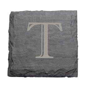 Click here to buy JK Adams Set of Four 4-Inch Square Monogrammed Slate Coasters, T by JK Adams.