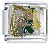 Girl Playing Harp Musical Italian Charms Bracelet Link