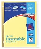 Avery 11110 Avery Worksaver Big Tb GD-Rnfrced Dvdrs w/Clear Tabs, 5-Tb, Letter, BF, 5/Set, Carton of 48 sets