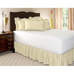 Queen Bone Ruffled Bed Skirt with 21" Drop