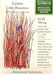 Grass Little Bluestem Seeds Botanic Gardens Series 110 Seeds