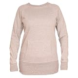 Heather Gray Crew Neck Fleece Sweatshirt, longer tunic length, kangaroo pocket. 5 Adult Sizes