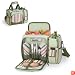 Picnic Time Malibu Riviera Shoulder Pack w/ Deluxe Picnic Service For 2 (Sage Green)