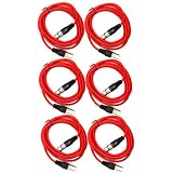 SEISMIC AUDIO - SAXLX-10 - 6 Pack of 10' Red XLR Male to XLR Female Patch Cables - Balanced - 10 Foot Patch Cords