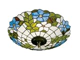 Dale Tiffany 3660 3LTF Wisteria Flush Mount Light - Antique Brass and Art Glass Shade