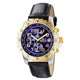 Invicta Men's 6002 Pilot Collection Stainless Steel Black Leather Chronograph Watch