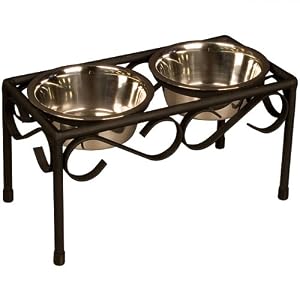 Bowls in Raised Iron Feeder - Black (S)