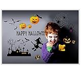 Asunflower® Removable Wall Sticker Happy Halloween Showcase Sticker Sticker Witch Bats decor Pumpkin Spider Poster Horror Ghost Market Store Decal Art DIY