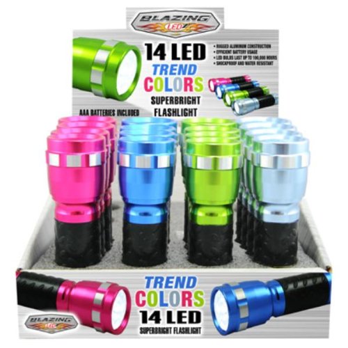  Blazing LEDz Trend Colors 14 LED Flashlight Case Pack 16 