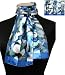 Blue Satin Abstract Design Scarf Sash Oblong 13" x 60"