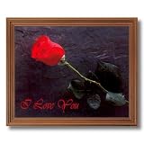 Rose Stem Flower I Love You Contemporary Home Decor Wall Picture Oak Framed Art Print