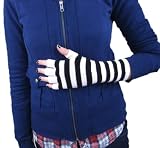 New Gothic Black White Striped Fingerless Knit Cut Off Gloves Goth Punk Emo Golves Punk Perfect addition to your Gothic, Punk, or Rockabilly wardrobe.