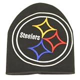 Pittsburgh Steelers Big Embroidered Logo Knit Beanie, Black, One Size Fits Most
