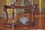 IMAGE OF Steve Silver Canterbury Etched Glass Cherry Sofa Table, Etched Glass
