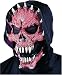 Red Horned Devil Demon Mask with Cowl and Moving Jaw Halloween Costume Accessory
