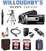 Sony HDR-PJ200 High Definition Handycam Camcorder (Black) + Two LexSpeed 8GB SDHC Class 10 Memory Cards + Sunpak Heavy Duty Mon-Tripod + Targus Bijou Grande Stylish Camera Case + Deluxe Camera Bag plus Bonus Sunpak Solar Flashlight & Charger & Much More! Willoughby's Est. 1898 Bundle