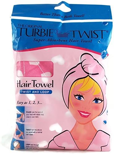 The Original Turbie Twist Super Absorbent Hair Towel - Pink with White Hearts